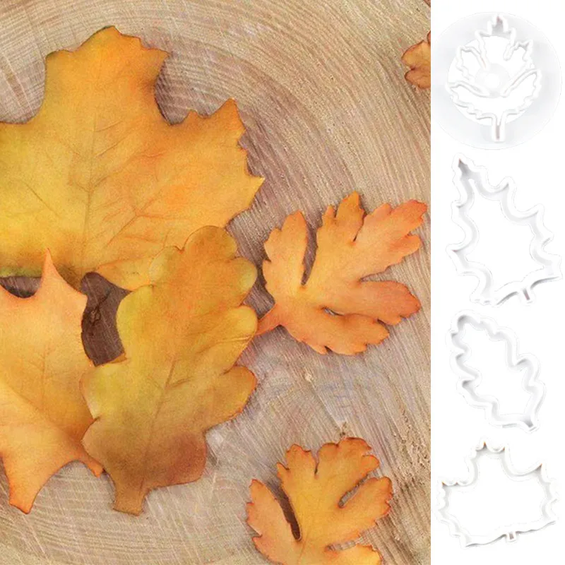 

4Pcs Leaf Baking Cookie Run Maple Leaf Cookie Molds Biscuits Cutters Baking Molds Kitchen Accessories Biscuits Tools