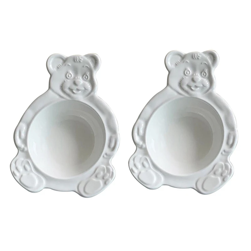 

HOT SALE 2X Ceramic Bear Shape Steamed Egg Bowl Household Baking Oven Tableware Porcelain Salad Dessert Baking Bowl Kitchen Tool