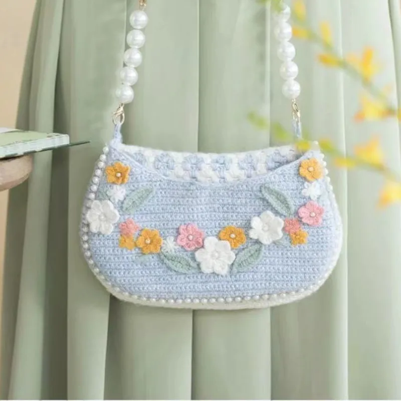 1 шт./ручная работа крючком двухцветная маленькая сумка для мобильного телефона с