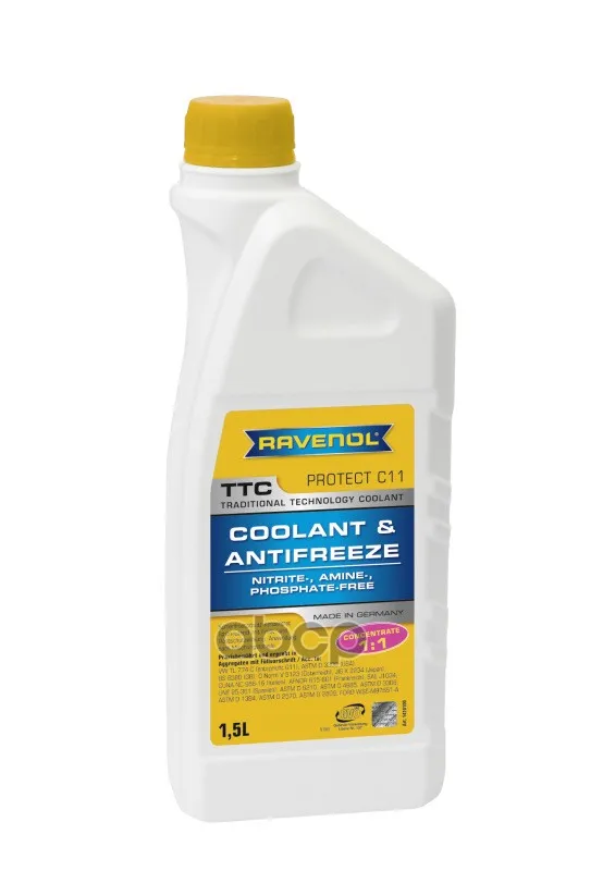 Антифриз Концентрат Жёлтый Ravenol Ttc Traditional Technology Coolant Concent ( 1,5л) Ravenol арт. 1410100-150-01-999