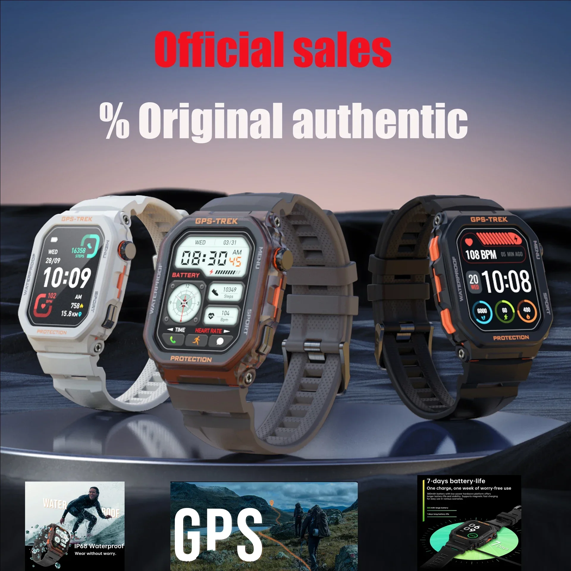 2024 Новые мужские прочные военные умные часы — настоящий GPS Bluetooth-мониторинг