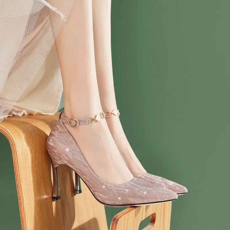 Женские пикантные туфли на высоком каблуке босоножки без шнуровки шнуровке 2024