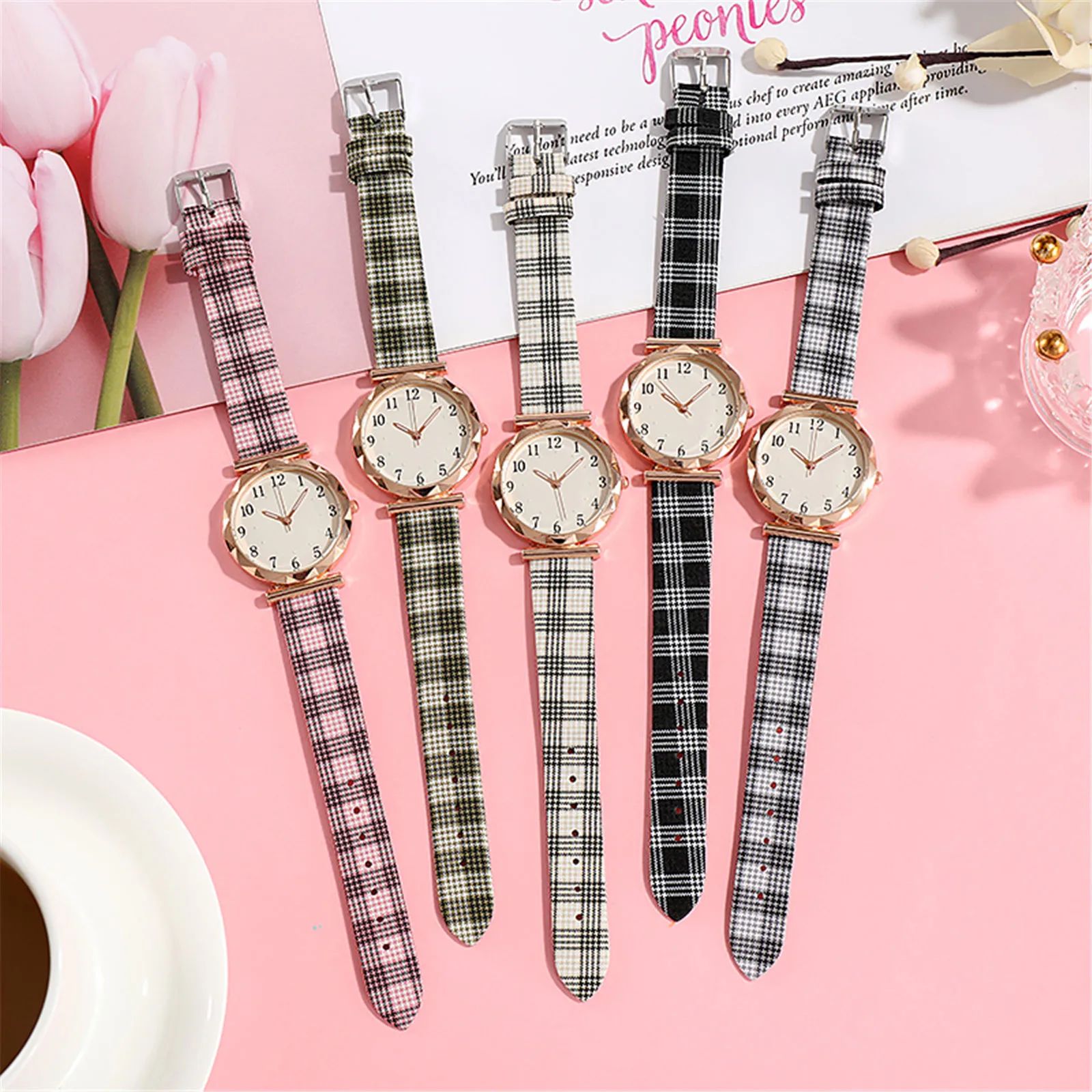

Women Dress Watch With Leather Wrist Band Casual Quartz Watch Analog Wrist Watch Minimalist Lattice Stretch Watches for Women