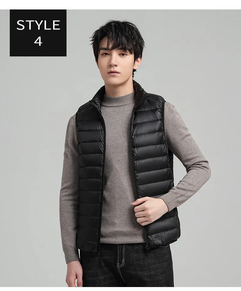 Графеновые самонагревающиеся пуховые жилеты мужские однотонные ветрозащитные