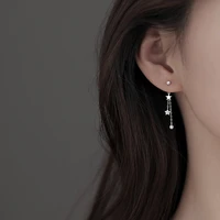 2022 trendy new korean fashion star tassel stud earrings for women simple shiny zircon glamour wedding gift jewelry accessories