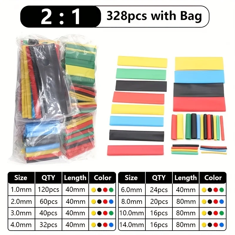 

Термоусадочные трубки полиолефиновые 328 шт.