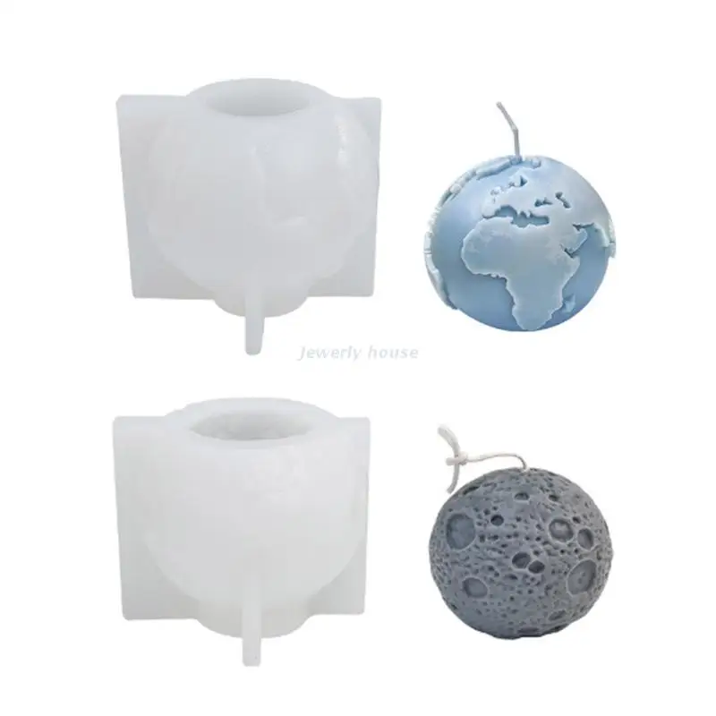 

Earth Moon Decoration Candle Silicone Mold Epoxy DIY Decoration Making Soap Melt Resin Polymer Clay Home Decorations LXAE