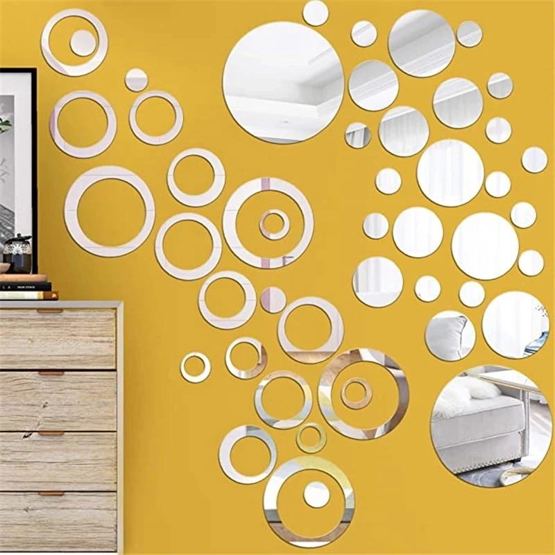 

3D Round Mirror Wall Sticker DIY Wall Stickers TV Background Living Room Home Decoration Bathroom Mirror Decorative Stickers