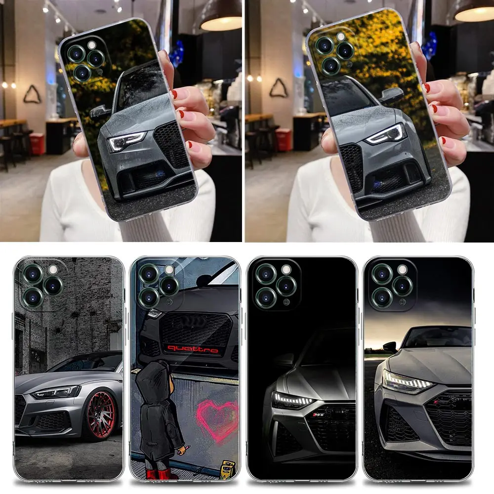 

Transparent Phone Case For Apple iPhone 12 11 13 Pro Max mini XS X XR 7 8 Plus SE 2020 Case Cover Super car A-Audis-RS Sport Car