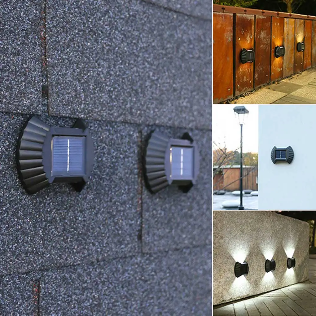 

Staircase Solar Powered Wall Light Garden Waterproof Lamp 2pcs Bulbs White