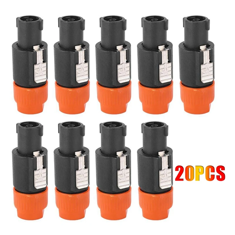 

20 шт. 4-полюсный 4-контактный разъем NL4FC, штекер Ом, адаптер для аудиокабеля динамика, 4-контактный переходник, разъем для динамика, аксессуары, оранжевый