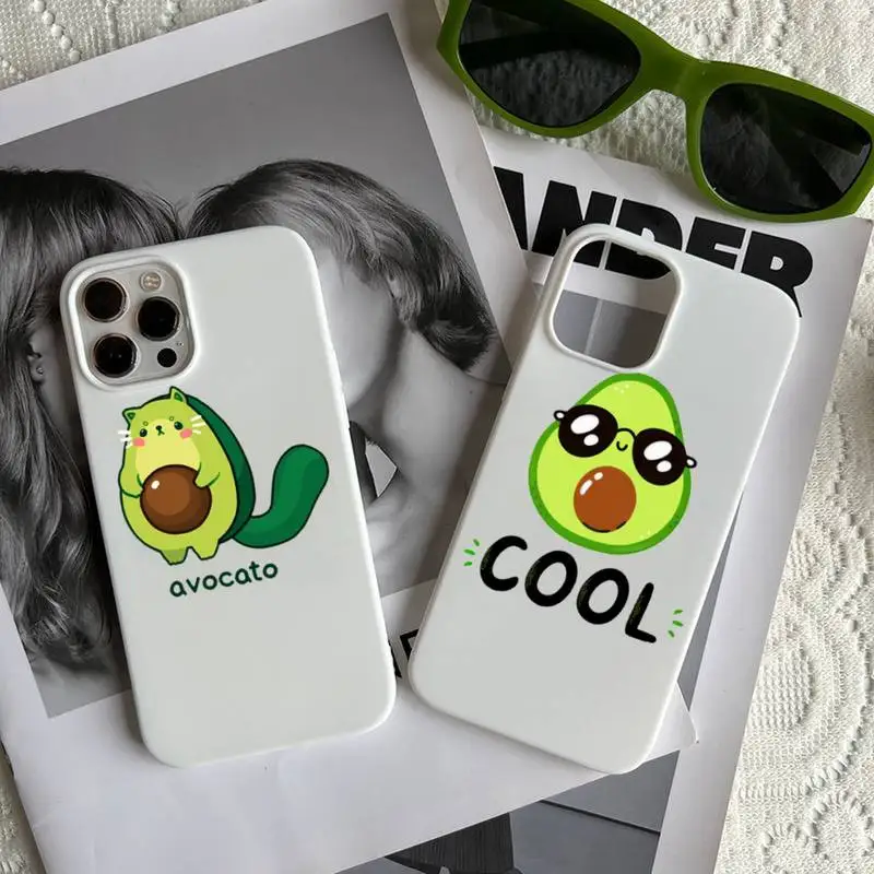 

Cute avocado cartoon fruit Phone Case Candy Color for iPhone 6 7 8 11 12 13 s mini pro X XS XR MAX Plus