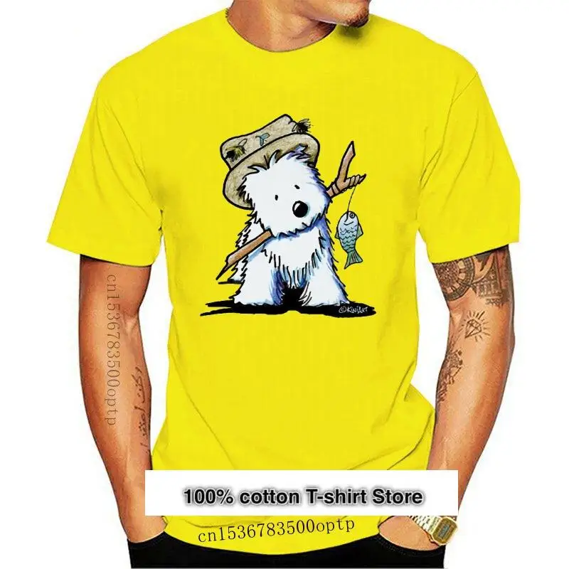 

New Inktastic Westie Fishing Buddy T-Shirt - Kiniart West Highland Terrier Dog Breed Apparel Casual Tee Shirt