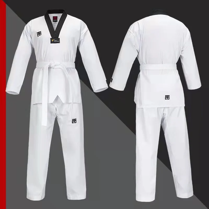 

Taekwondo WTF Doboks New Style Red LOGO Child Adult MOOTO ITF Uniform Noble Comfortable Karate Suit Clothes Size 110-190cm