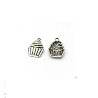 100pcs alloy single sided cupcake dessert food cake charms pendant for jewelry making findings14 5x20mm a 127