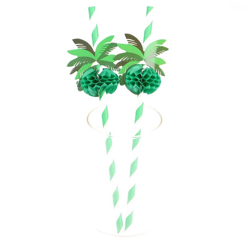 

10Pc Hawaii Coconut Honeycomb Paper Straw Degradable Party Straw Cocktail Decoration Summer Beach Drinking Straws Tableware DIY