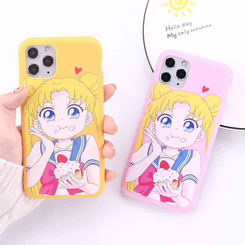 

Cute Sailor Moon Love For Apple iPhone 11 12 13 Max Mini 7 8 X XR XS Pro Plus luxury Silicone Soft Liquid Left Phone Case