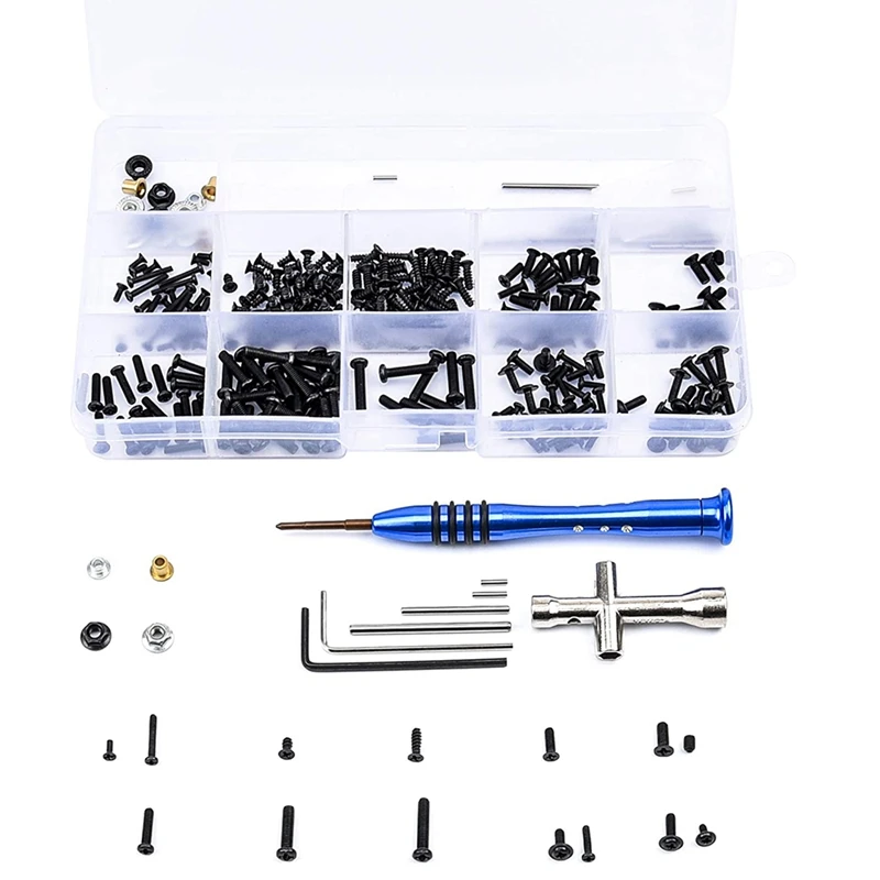 

316Pcs RC Screws Kit M2 M2.5 M3 Screws Bolt & Nuts Set Cross Sleeve Hex Wrench Swing Arm Pin Screws Kit