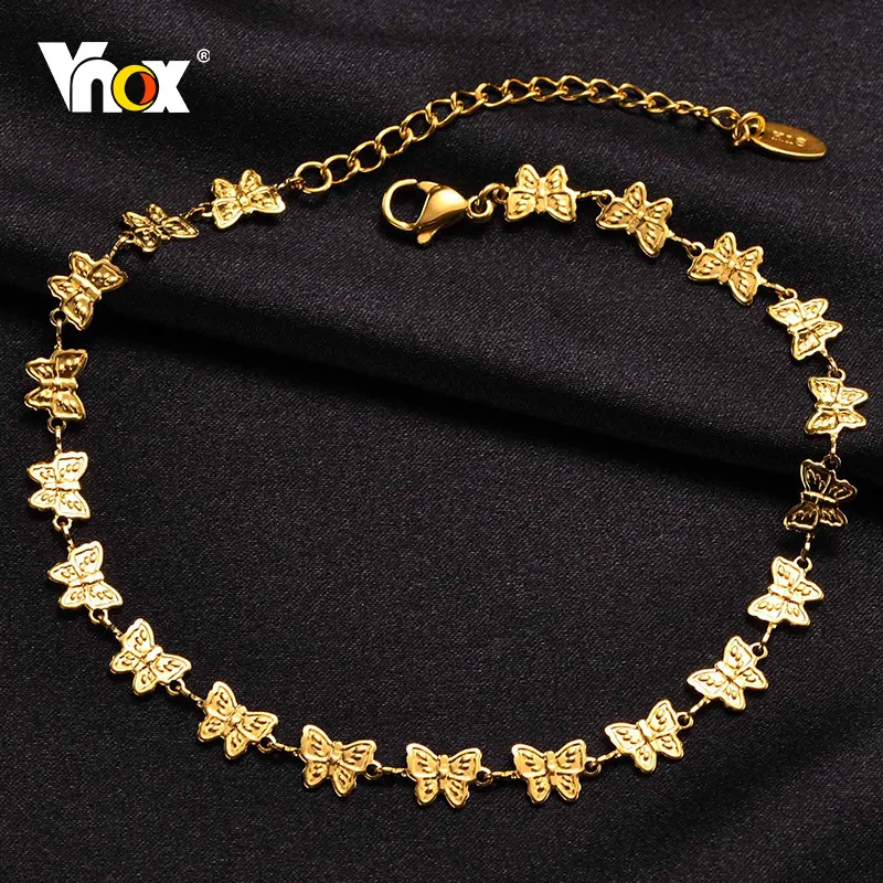 

Vnox Adjustable Anklets for Women, Heart Butterfly Links Ankle Chain, Cute Animal Stainless Steel Holiday Summer Beach Jewelry