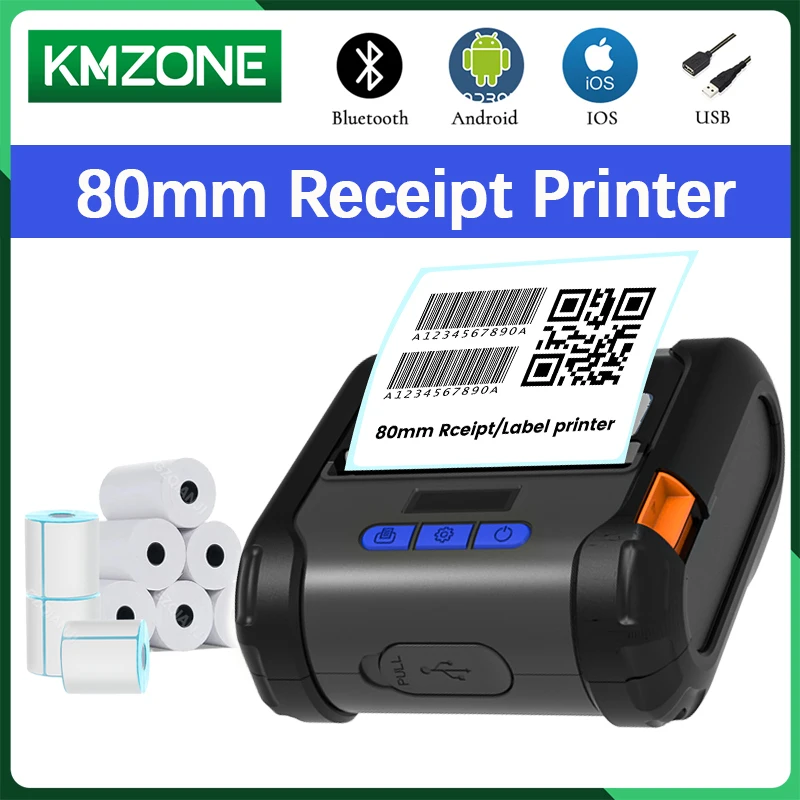 

80mm Thermal Printer USB WIFI Bluetooth Portable Label/Receipt 2 in 1 Machine Support Android Ios Phone Small Business Printing