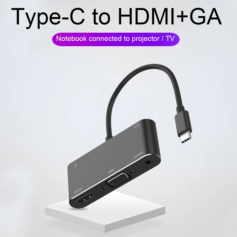 

Адаптер 5 в 1, 4K, USB C на VGA, защита от помех