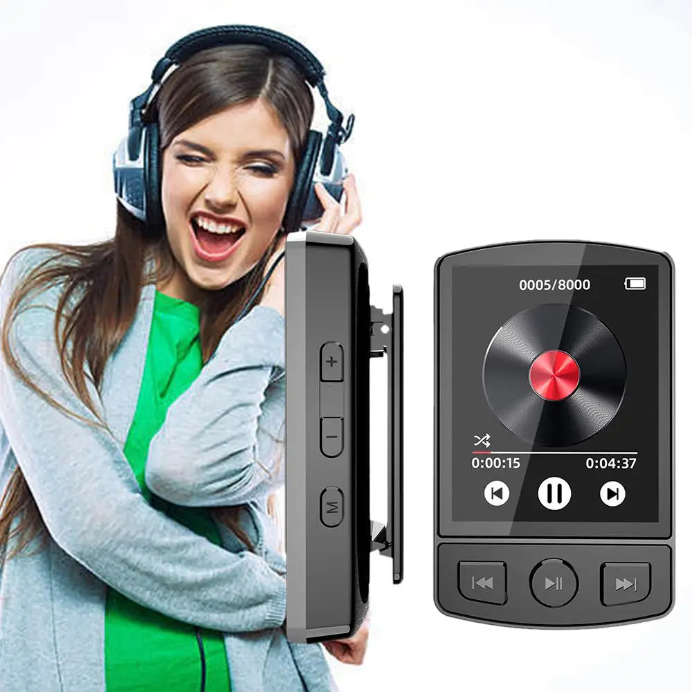 

Sport Bluetooth MP3 Player Portable Clip Mini Walkman Screen Support With FM,Recording,E-Book,Clock,Pedometer Radio H1J7