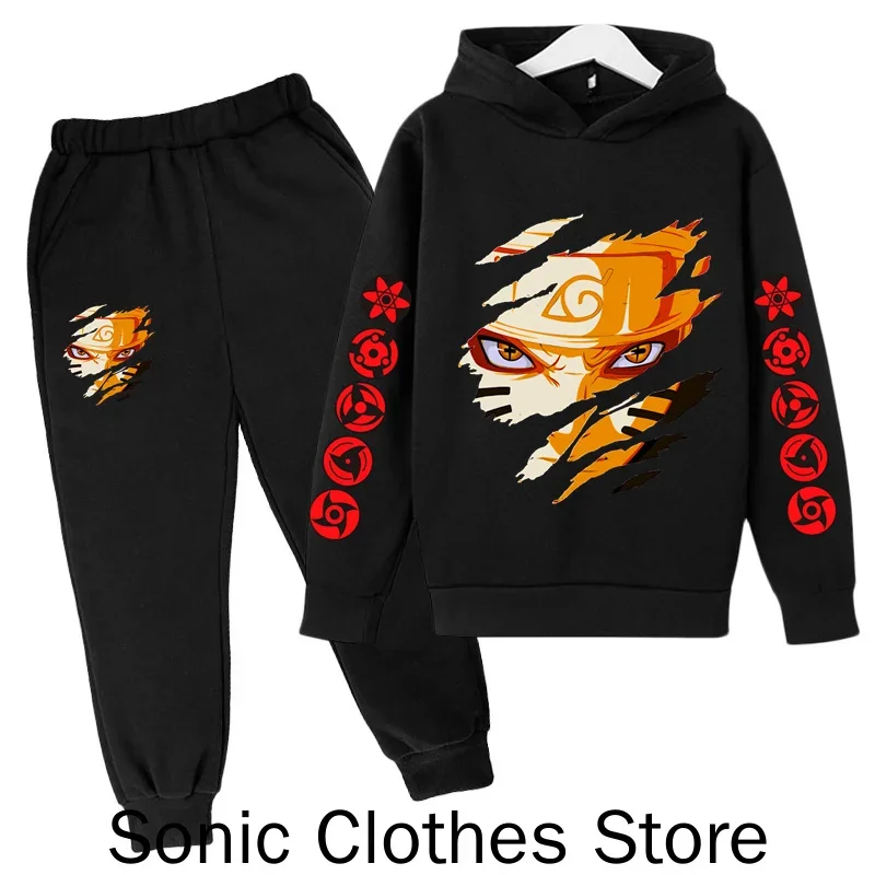 

Naruto Hoodie Set Kids Clothes Boys Baby Girls Clothing Hooded Casual Sweaters Kids Hooded Clothes+pants 2pcs