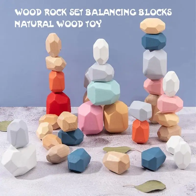 

Wood Rock Set Balancing Blocks Natural Wood Toy