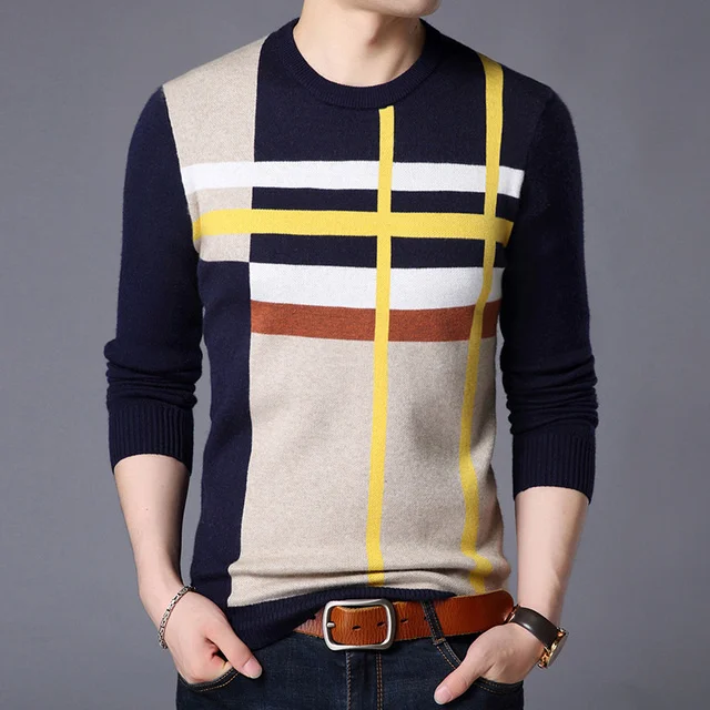 

2023 New Fashion Brand Sweater Knitred Woolen Winter Korean Style Casual Clothes For Mens Pullover O-Neck Slim Fit Jumpers