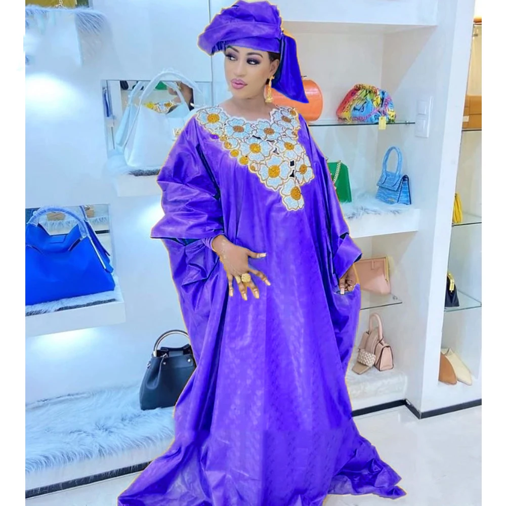 Женское длинное вечернее платье Bazin черное из Нигерии для вечеринки