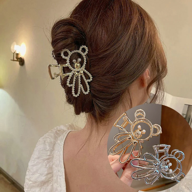 

Металлический зажим для волос в виде медведя и краба, женский зажим для волос в виде милых мультяшных животных, корейский зажим для волос в в...