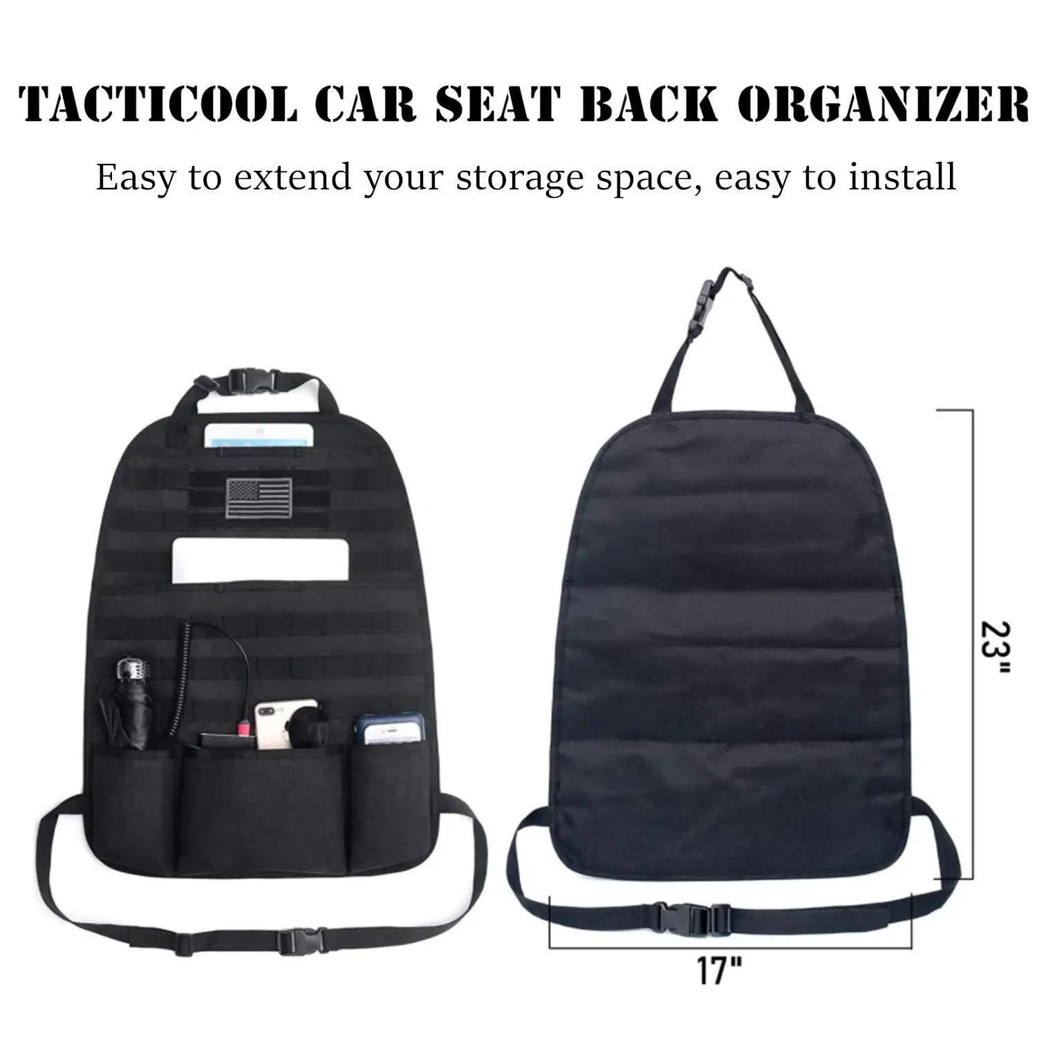 

Outdoor Tactical Car Seat Storage and Hanging Pad MOLLE Multi-functional Car IPad Collection Bag Sundry Hanging Bag