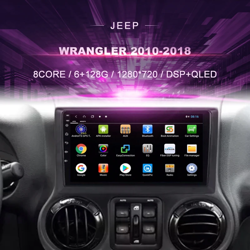 

Car DVD for Jeep Wrangler 2010-2018 Car Radio Multimedia Video Player Navigation GPS Android 10.0 Double Din