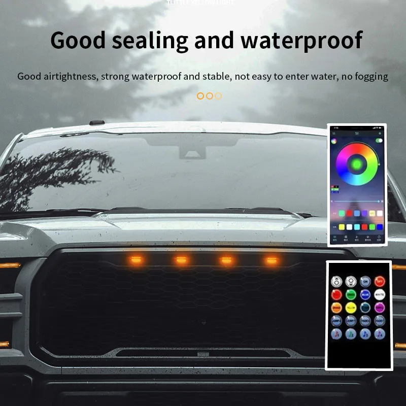 

4pcs NEW APP/Remote Control For Nissan Frontier 2005-2021 Grille LED Amber Light Raptor Grill Trim Cover car accessories