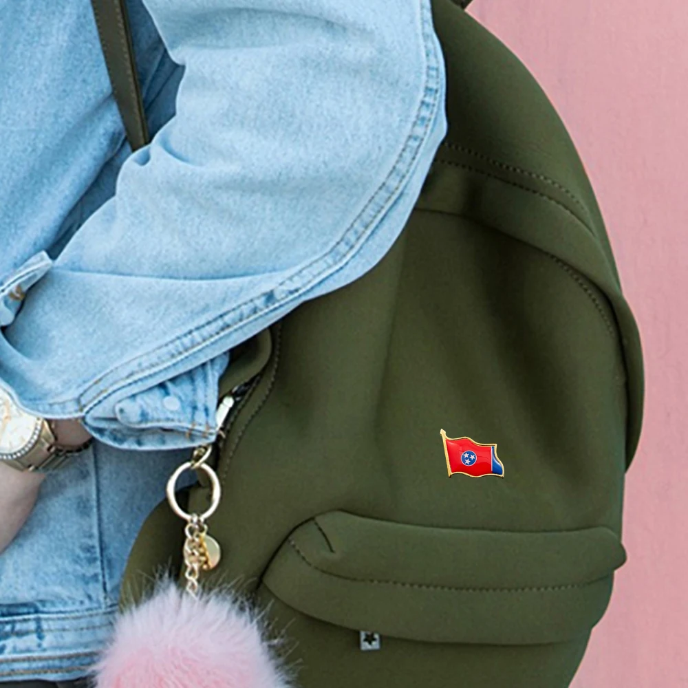 Флаг США Теннесси булавка на лацкан разноцветная значок с пуговицами сзади