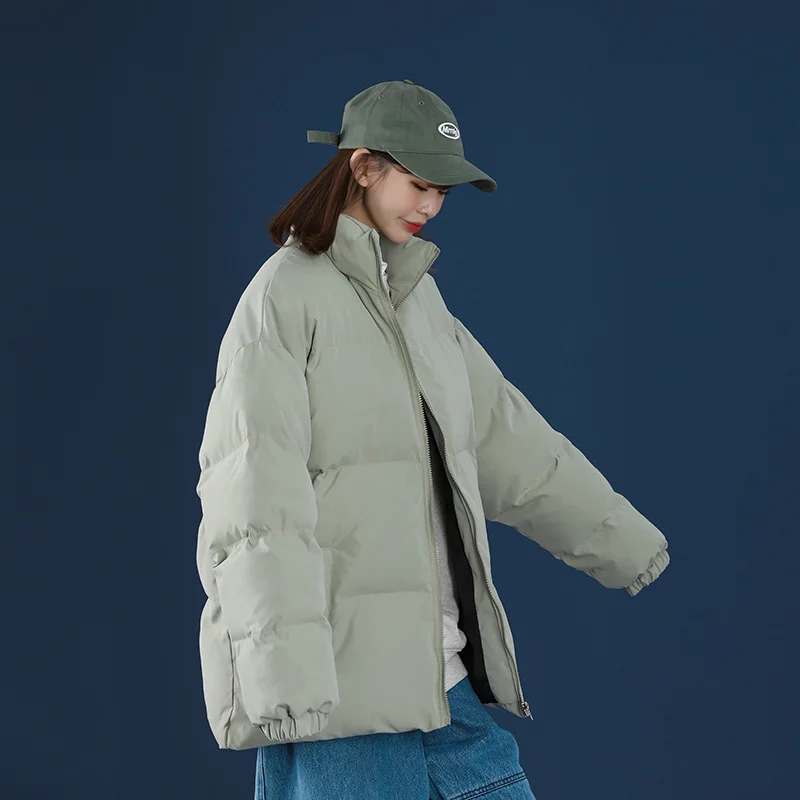 New Fashion Winter Streetwear Men's and Women's Warm Solid Color Jacket Parka Casual  Jacket Pocket Clothing