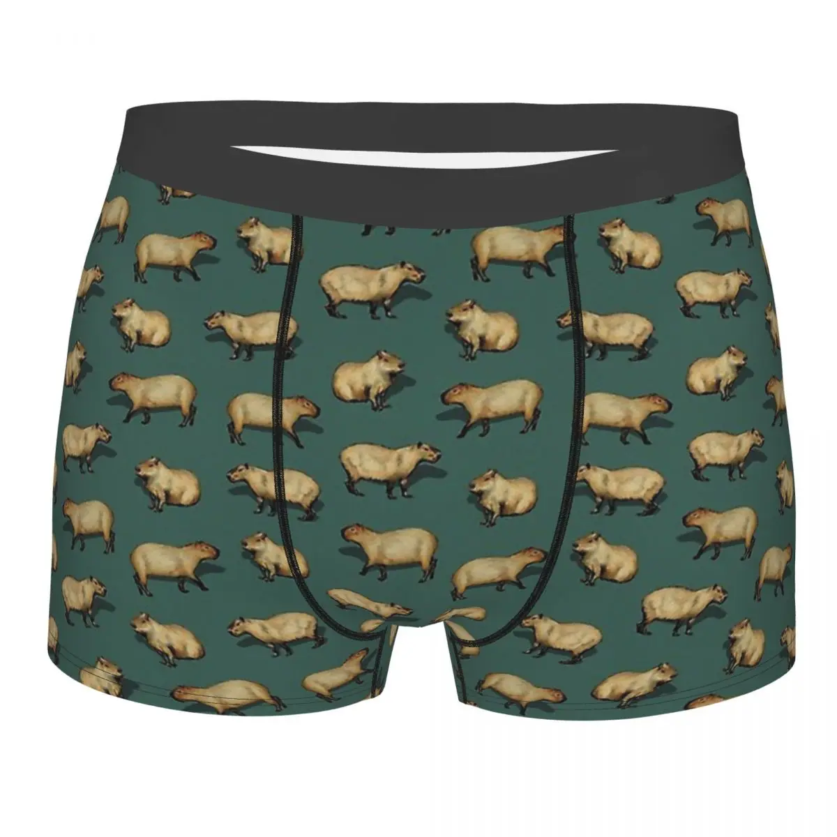 

Capybara Hydrochoerus Hydrochaeris Animal Cute Giant Rodents On Dark Teal Underpants Panties Man Underwear Shorts Boxer Briefs