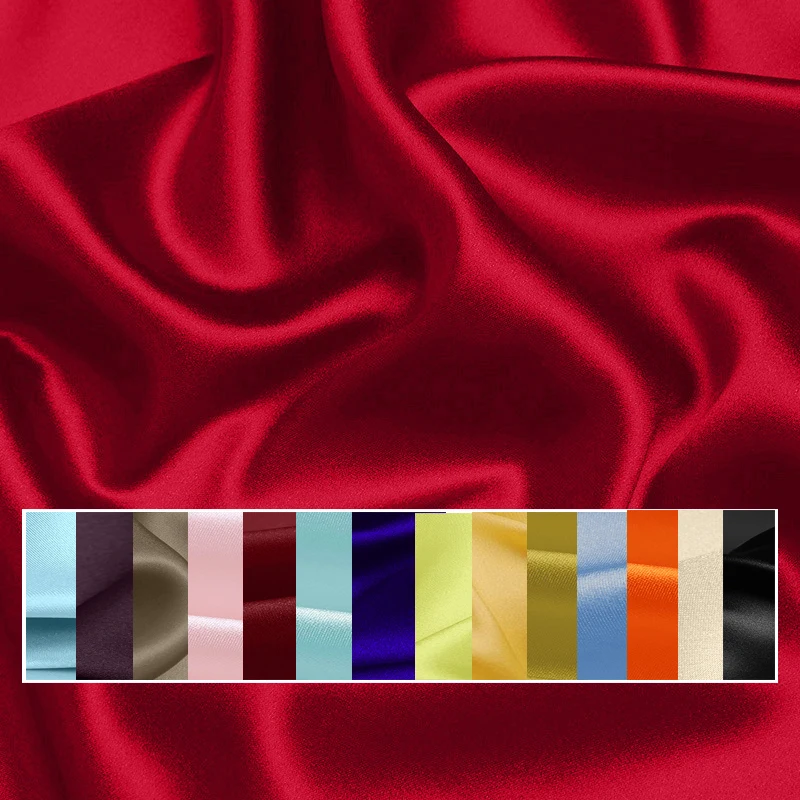 Цвет 1-30! Однотонная шелковая креп-атласная простая ткань шириной 114 см, 22 мм для весенне-летнего платья, куртки, одежды, брюк F075