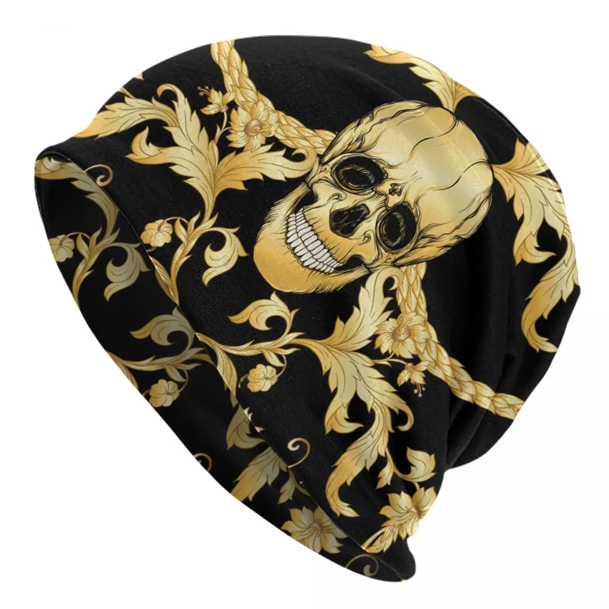 

Шапочки в стиле барокко с цветочным принтом черепа шапки модные зимние теплые женские мужские вязаные шапки для взрослых унисекс в европей...