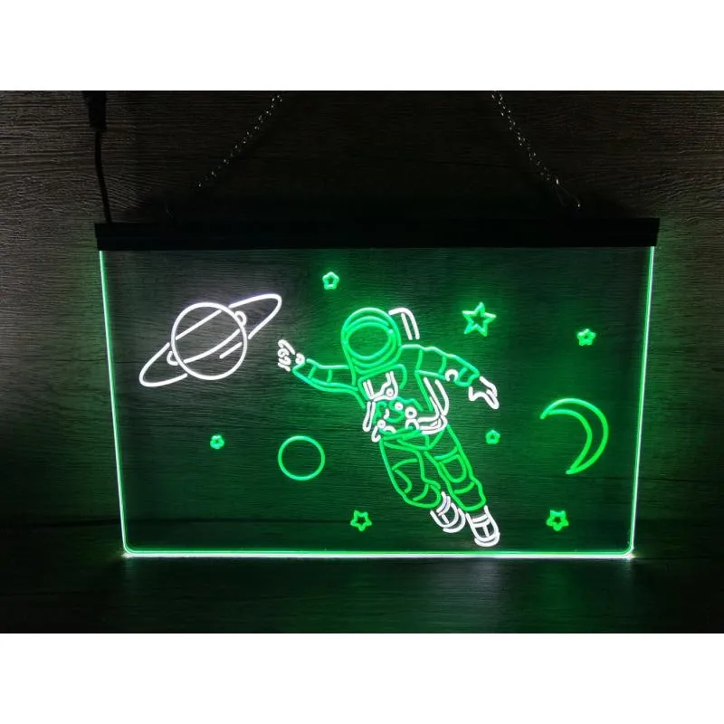SS249 астронавт планеты Звезды Космос Луна двухцветный светодиодный неоновый знак