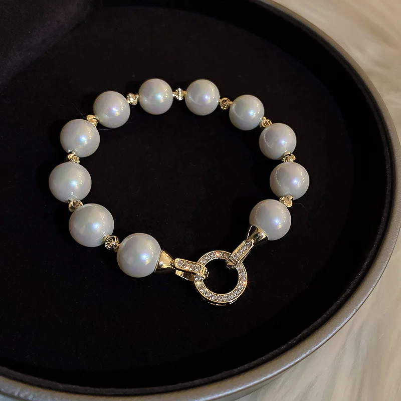 

Elegant Natural Pearl Beads Connector Bracelets For Women Fashion Big Pearl Bracelet Birthday Party Jewelry Gifts 2022 New
