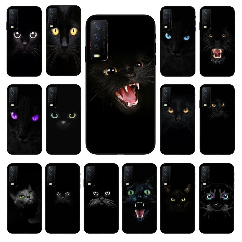 Black Cat Staring Eye Phone Case for VIVO Y15s Y20 Y11 Y12 Y17 Y19 Y20S Y31 Y9s Y91 Y21 Y51 Y20i Y93 Y12S Y70