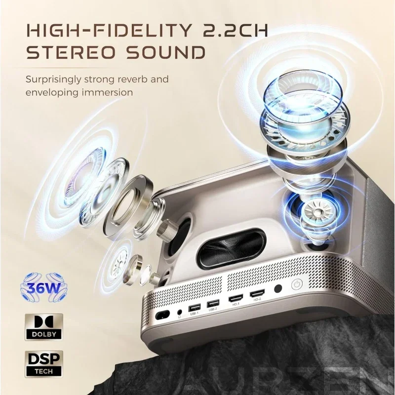 Умный проектор 4K с Wi-Fi и Bluetooth 3D Аудио DoIby динамики 36 Вт автофокус