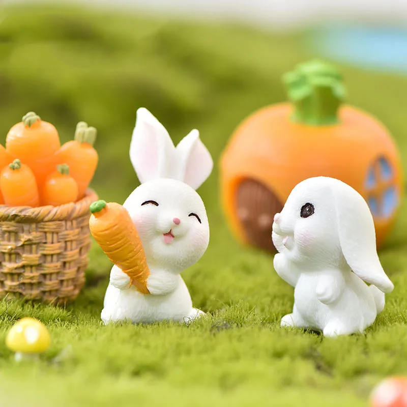 

Micro Landscape Ornaments Animal Cartoon Cute Carrot Rabbit Gardening Plant Resin Ornament Easter