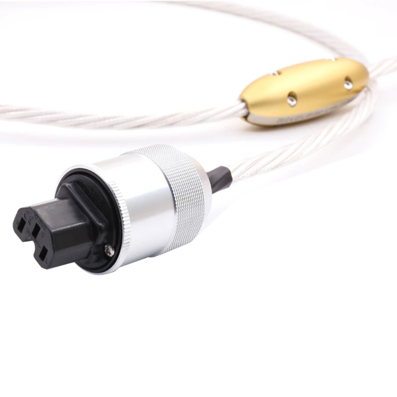 

Audiophile Audio Cable Silver HiFi Power Cords Aluminum Alloy EU & US Plug