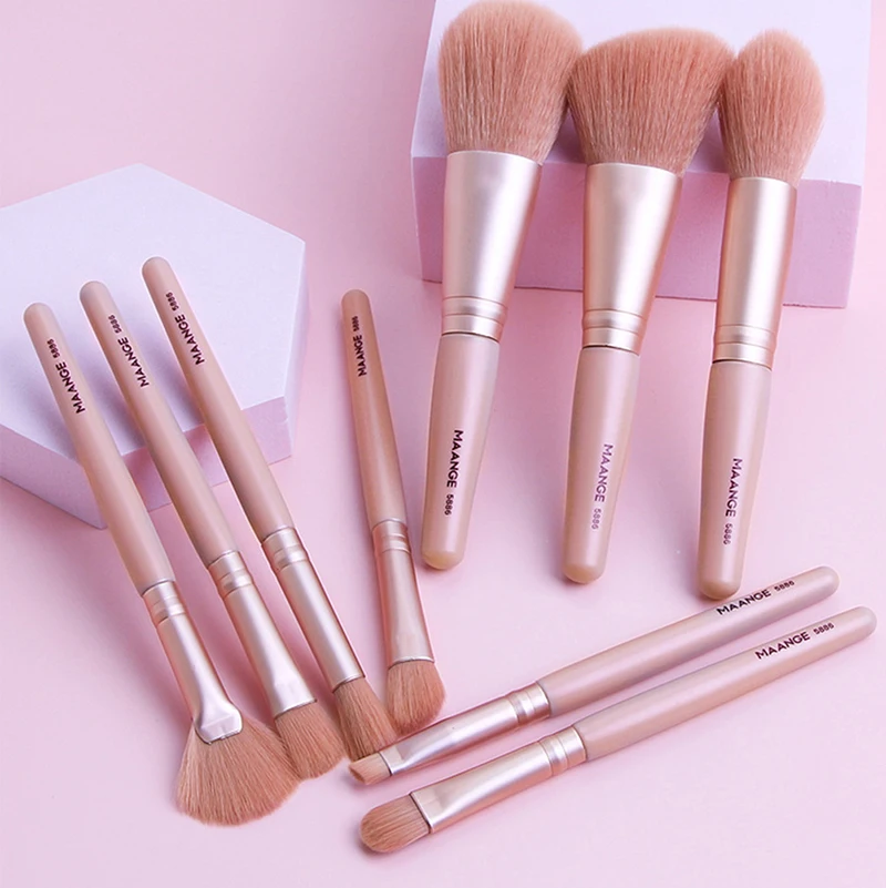 

9pcs Makeup Brushes Loose Powder Blush Eyeshadow Blending Brush Set 5 pcs Sponge
