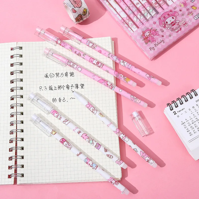 144 шт./набор кавайная гелевая ручка Sanrio со стираемыми рисунками из аниме Kuromi