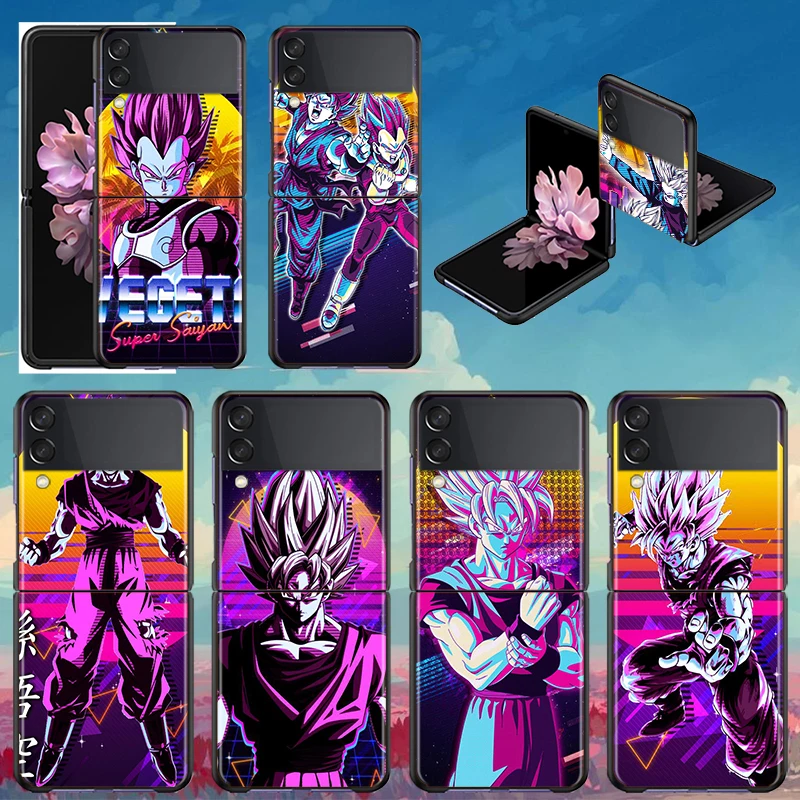 

Shockproof Hard Cover Folding Mobile Shell Cool Dragon Ball Art For Samsung Galaxy Z Flip 3 5G Black Funda Phone Case