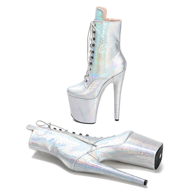 Leecabe  Snake 20CM/8inches Pole dancing shoes High Heel platform Boots closed toe Pole Dance boots