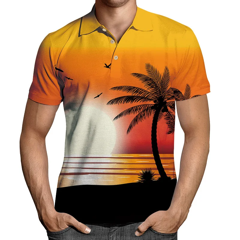 

2023 New 3D printed beach men's Casual POLO Shirt